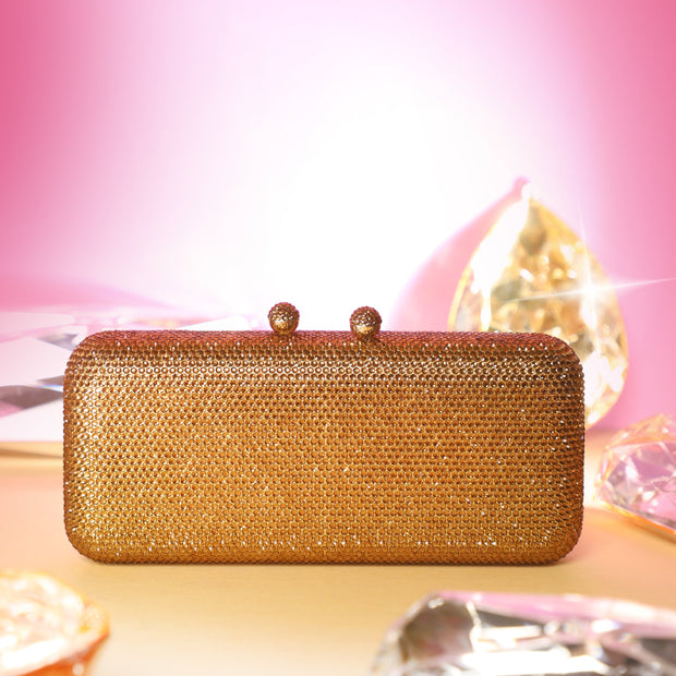 Gold Crystal Clutch Rectangle