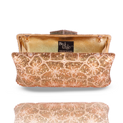 Golden Bloom Crystal Clutch | Detachable Sling