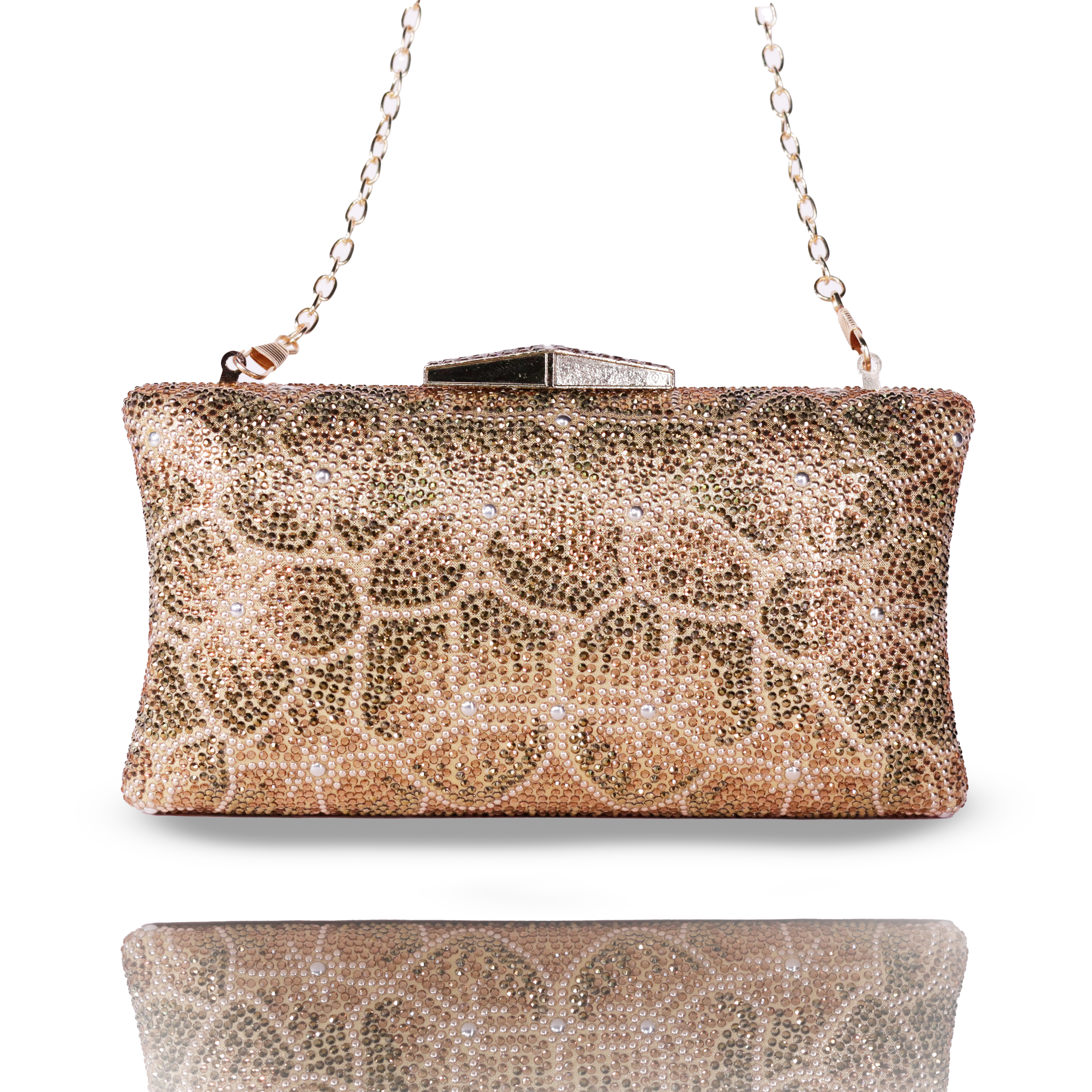 Glided Petals Crystal Clutch | Detachable Sling