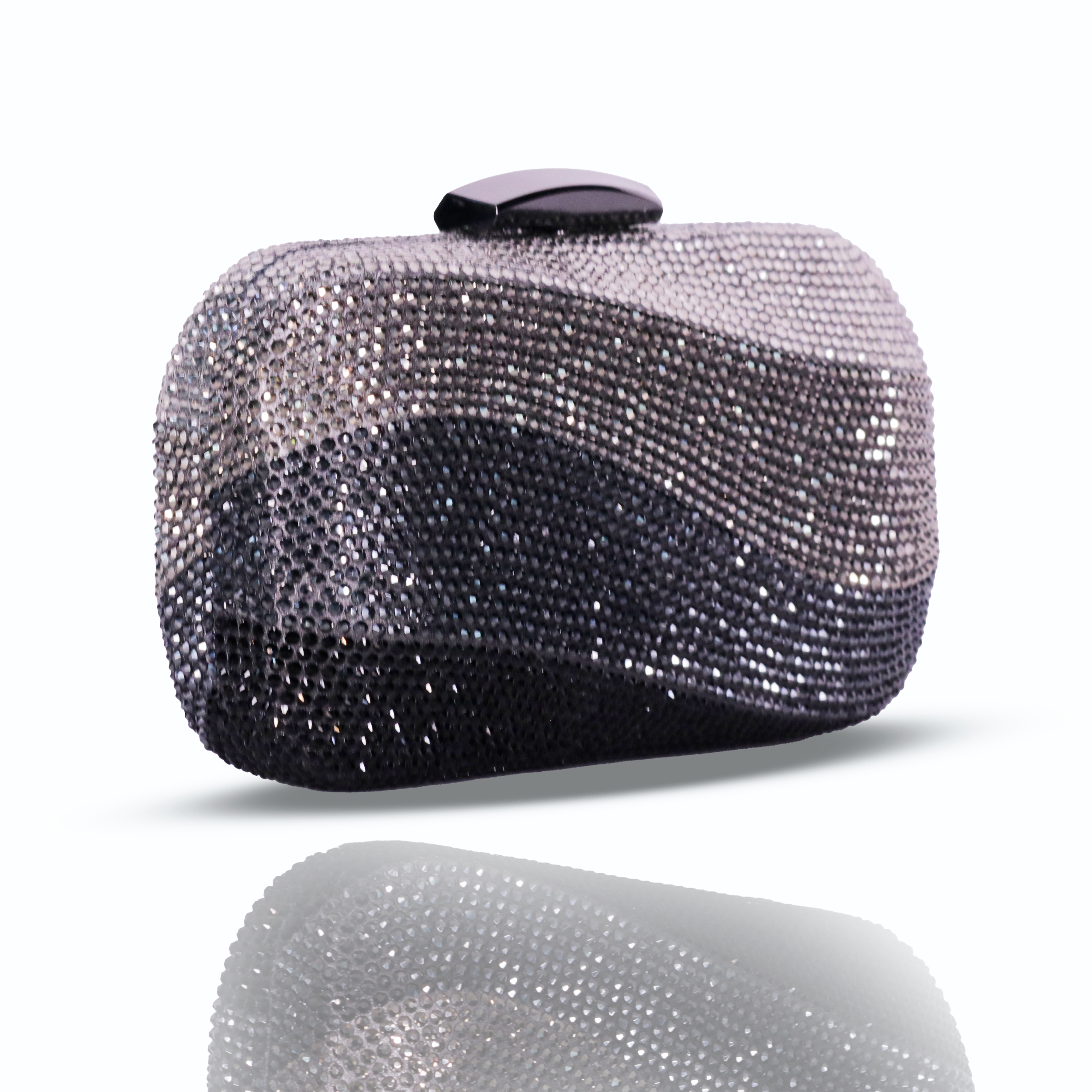 Wave Crystal Clutch Black & Gray | Detachable Sling