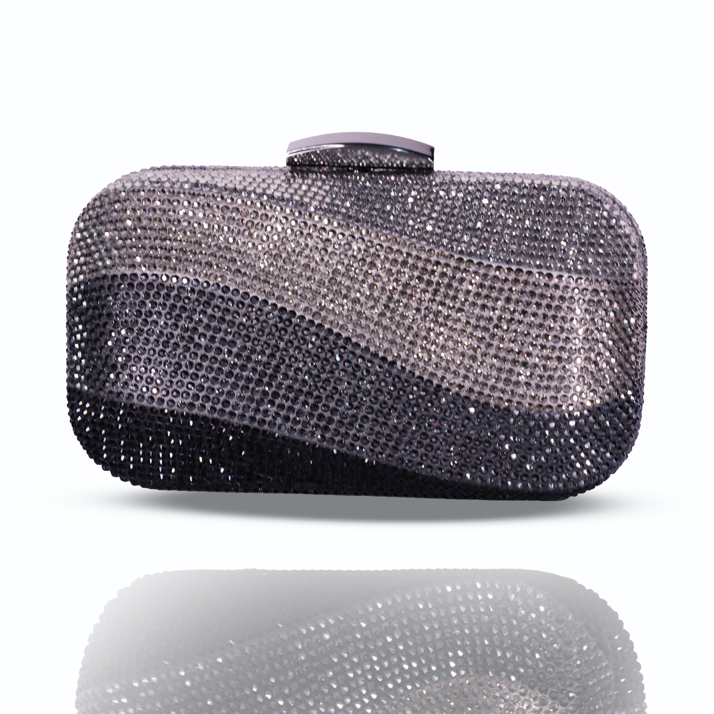Wave Crystal Clutch Black & Gray | Detachable Sling