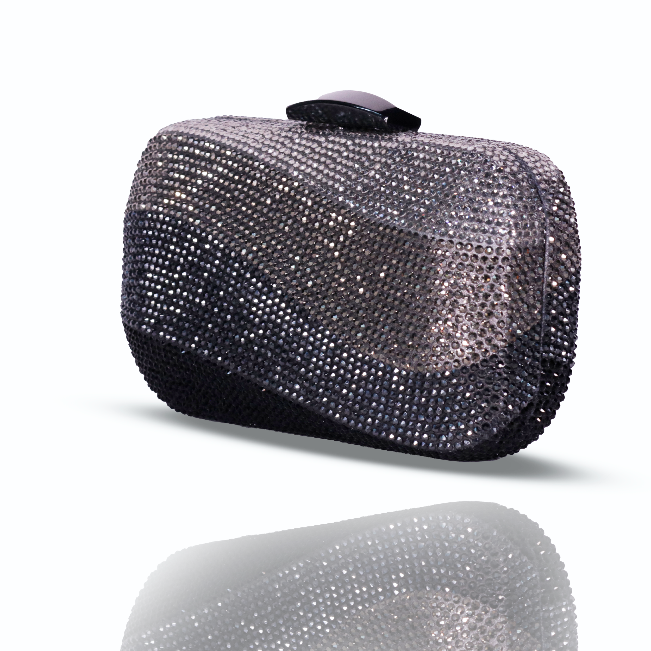Wave Crystal Clutch Black & Gray | Detachable Sling