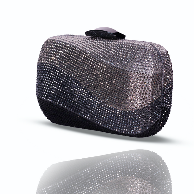 Wave Crystal Clutch Black & Gray | Detachable Sling