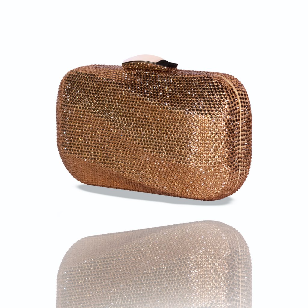 Wave Crystal Clutch Gold | Detachable Sling