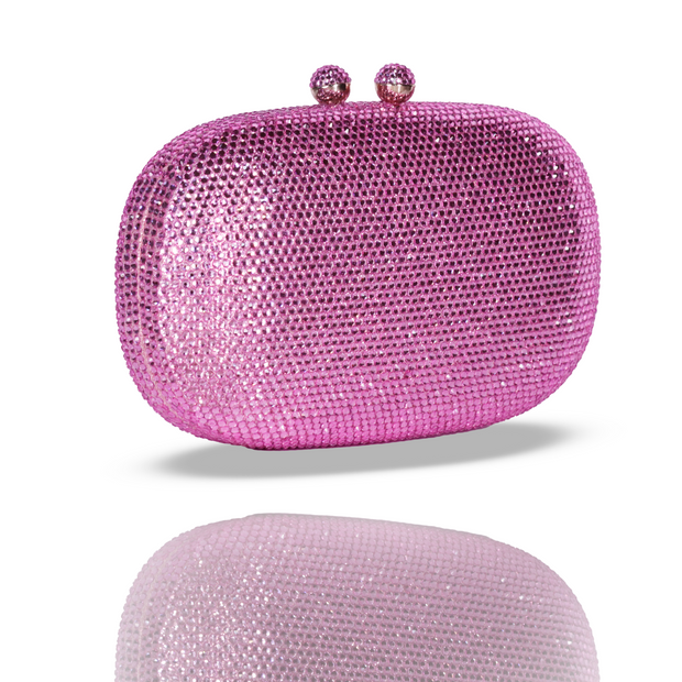 Pebble Crystal Clutch Pink | Detachable Sling
