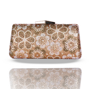 Golden Bloom Crystal Clutch | With Detachable Sling
