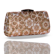 Golden Bloom Crystal Clutch | With Detachable Sling