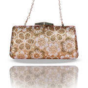 Golden Bloom Crystal Clutch | With Detachable Sling