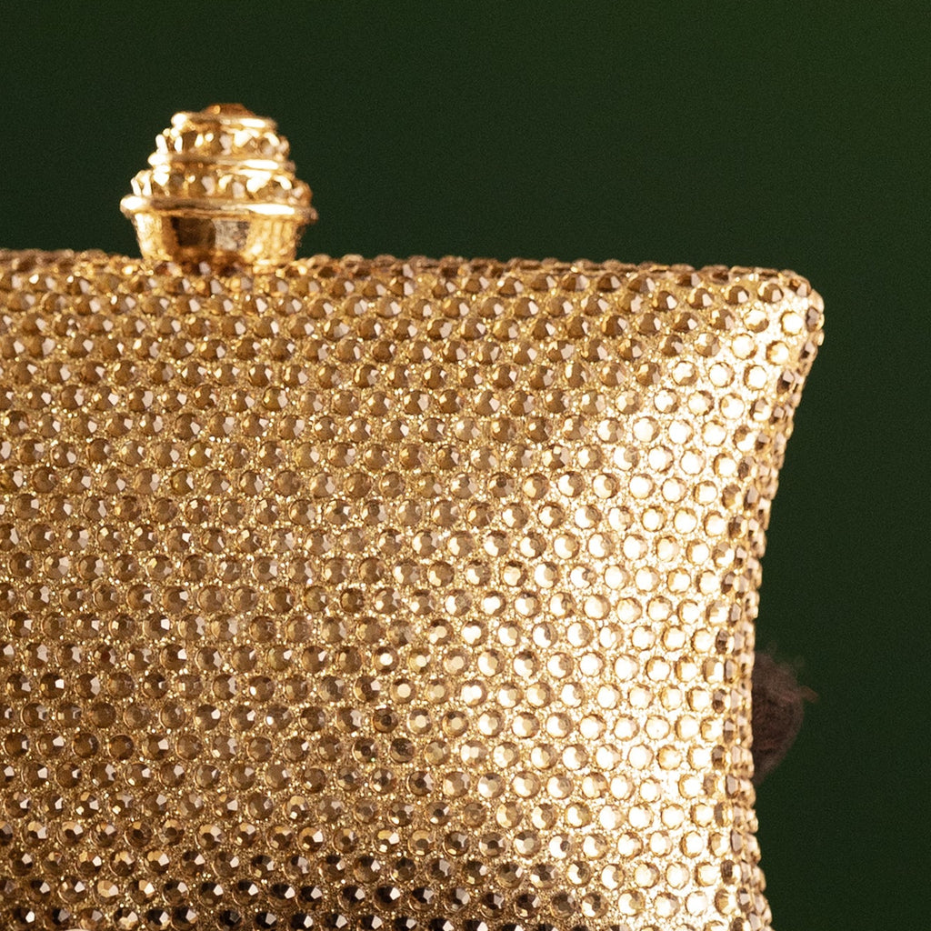 Gold Crystal Pillow Mini Clutch