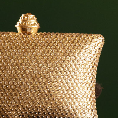 Gold Crystal Pillow Mini Clutch hover image