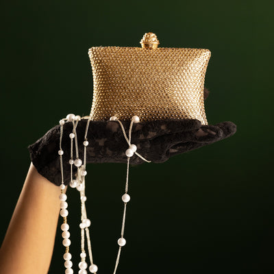 Gold Crystal Pillow Mini Clutch