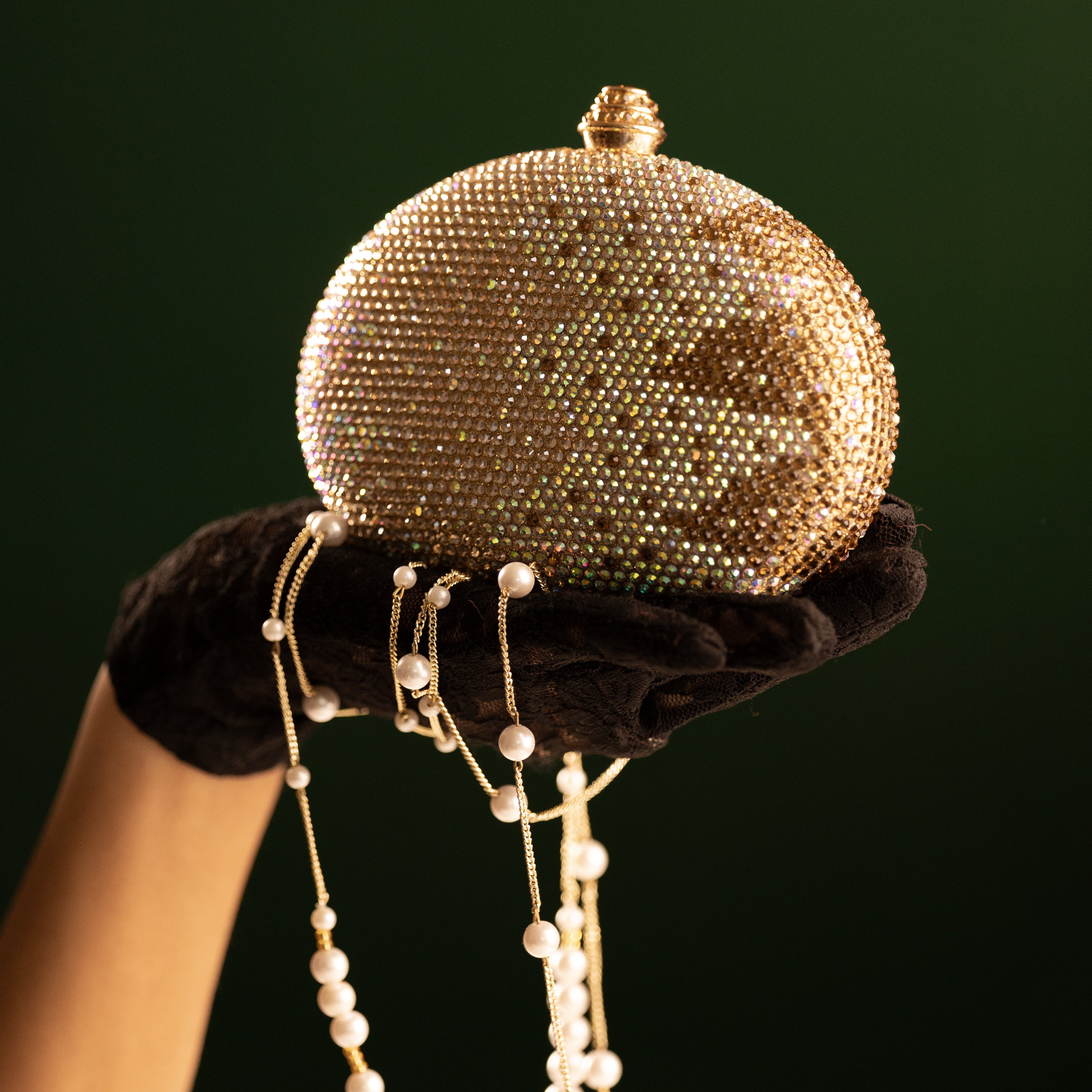 Gold Crystal Dome Mini Clutch