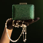 Emerald Crystal Box Clutch