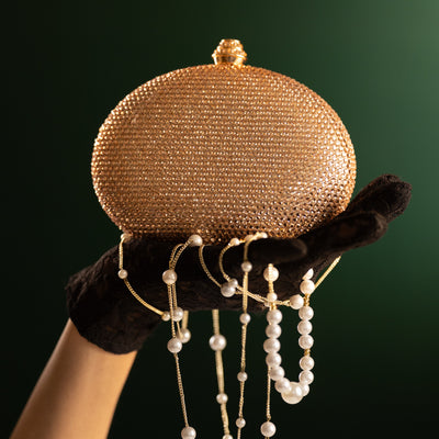 Mini Crystal Clutch Rosegold Semicircle