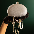 Mini Crystal Clutch Silver Semicircle
