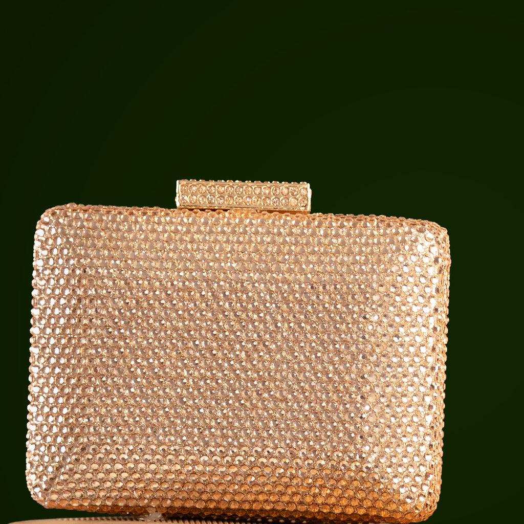 Rose Gold Crystal Box Clutch