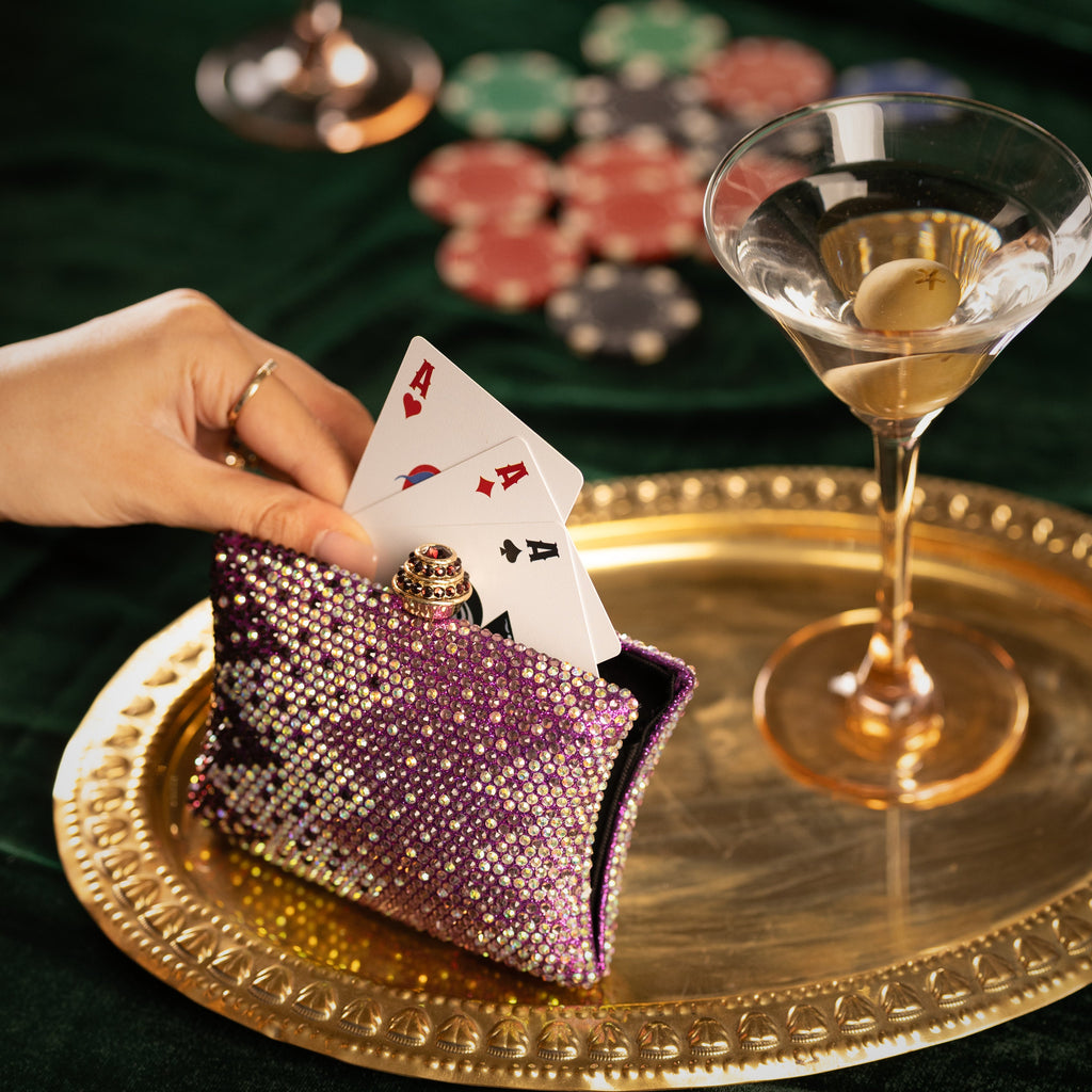 Purple Ombre Crystal Box Clutch