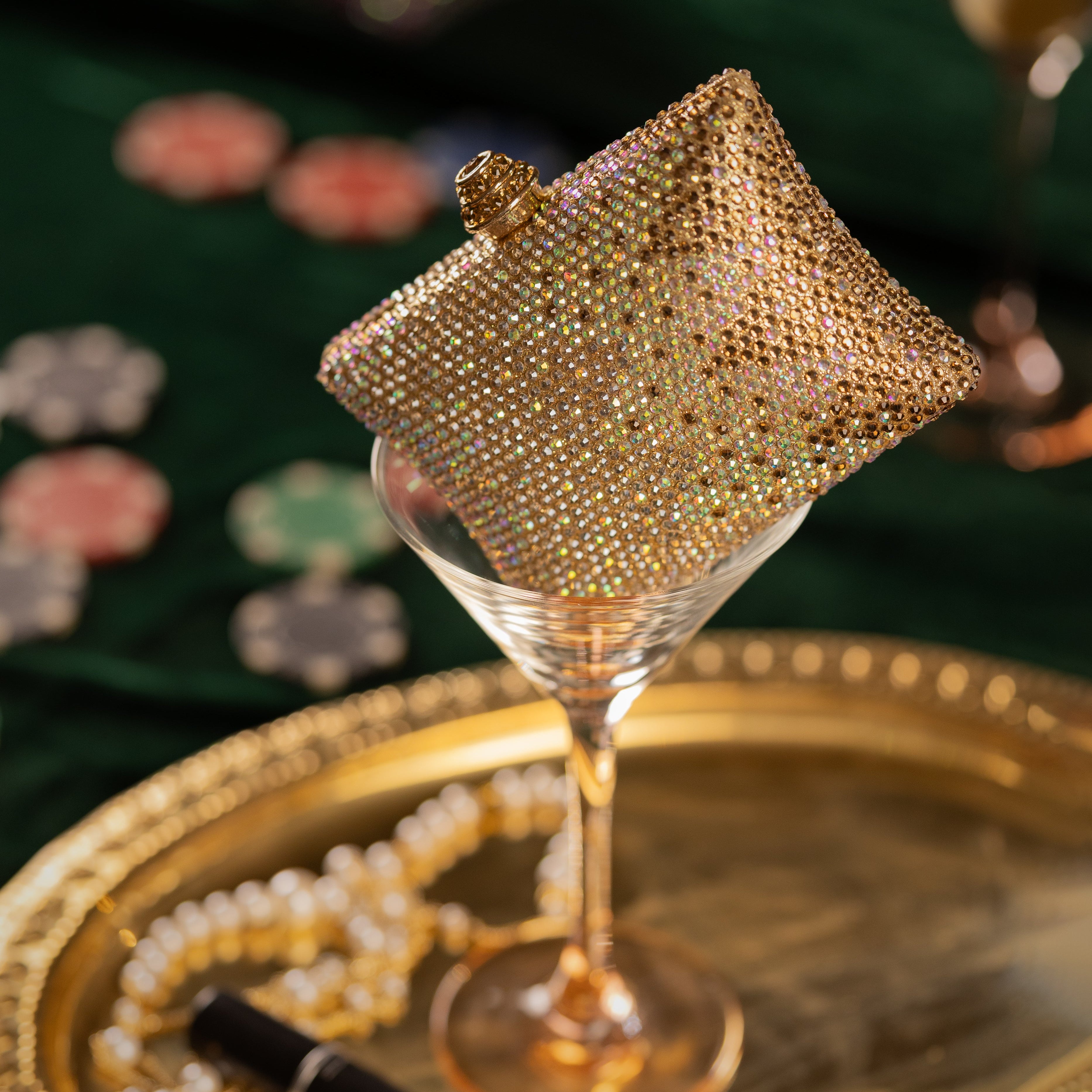Gold Ombre Crystal Box Clutch