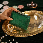 Emerald Crystal Box Clutch