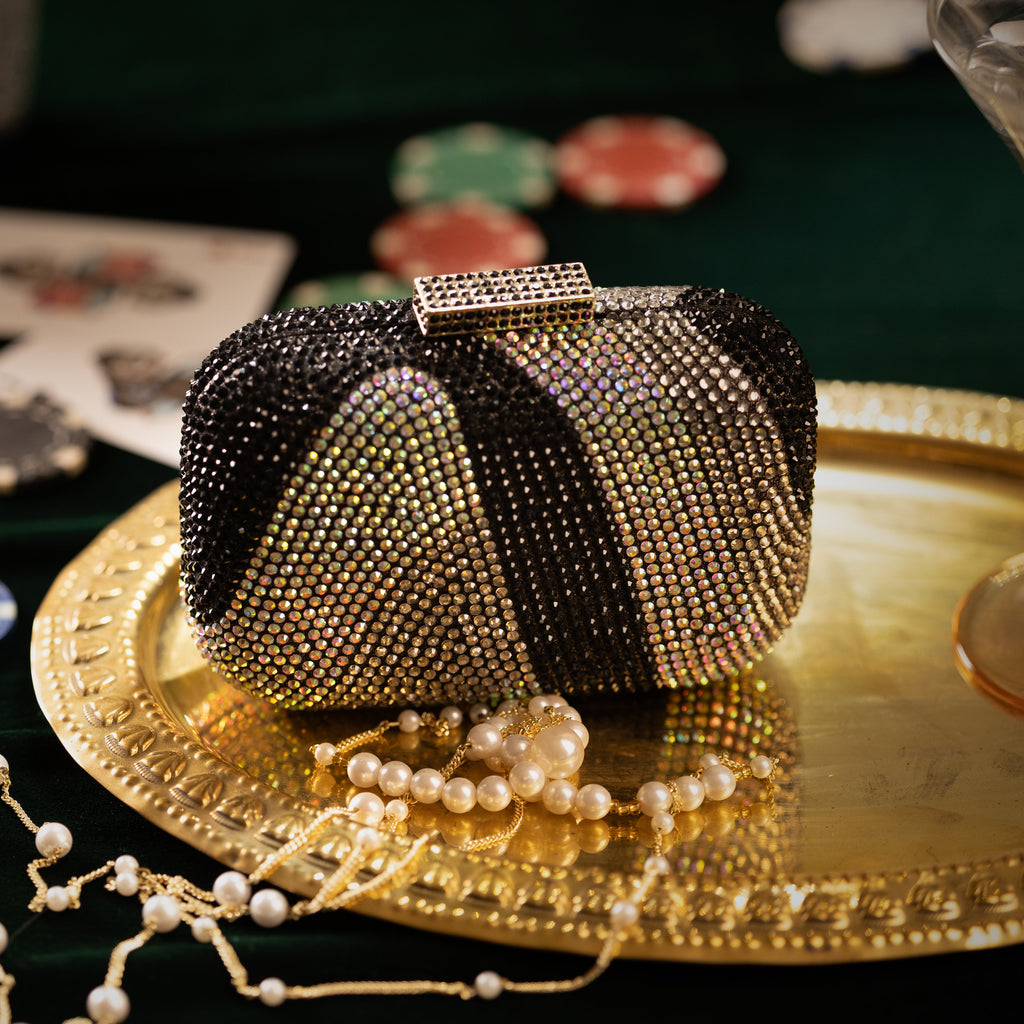 Mini Crystal Ripple Clutch Black