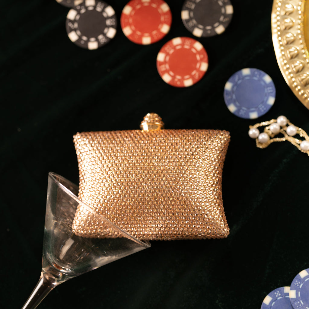 Champagne Crystal Pillow Mini Clutch