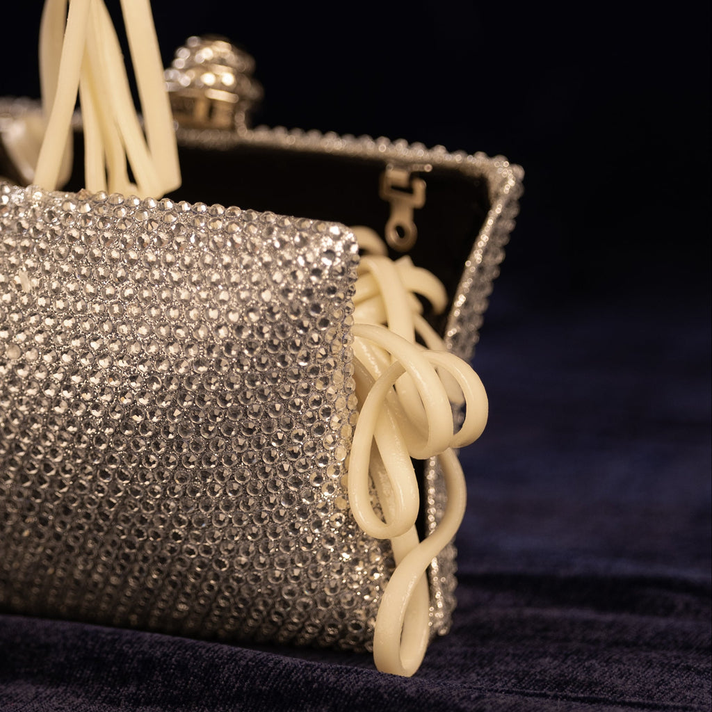 Silver Crystal Pillow Mini Clutch