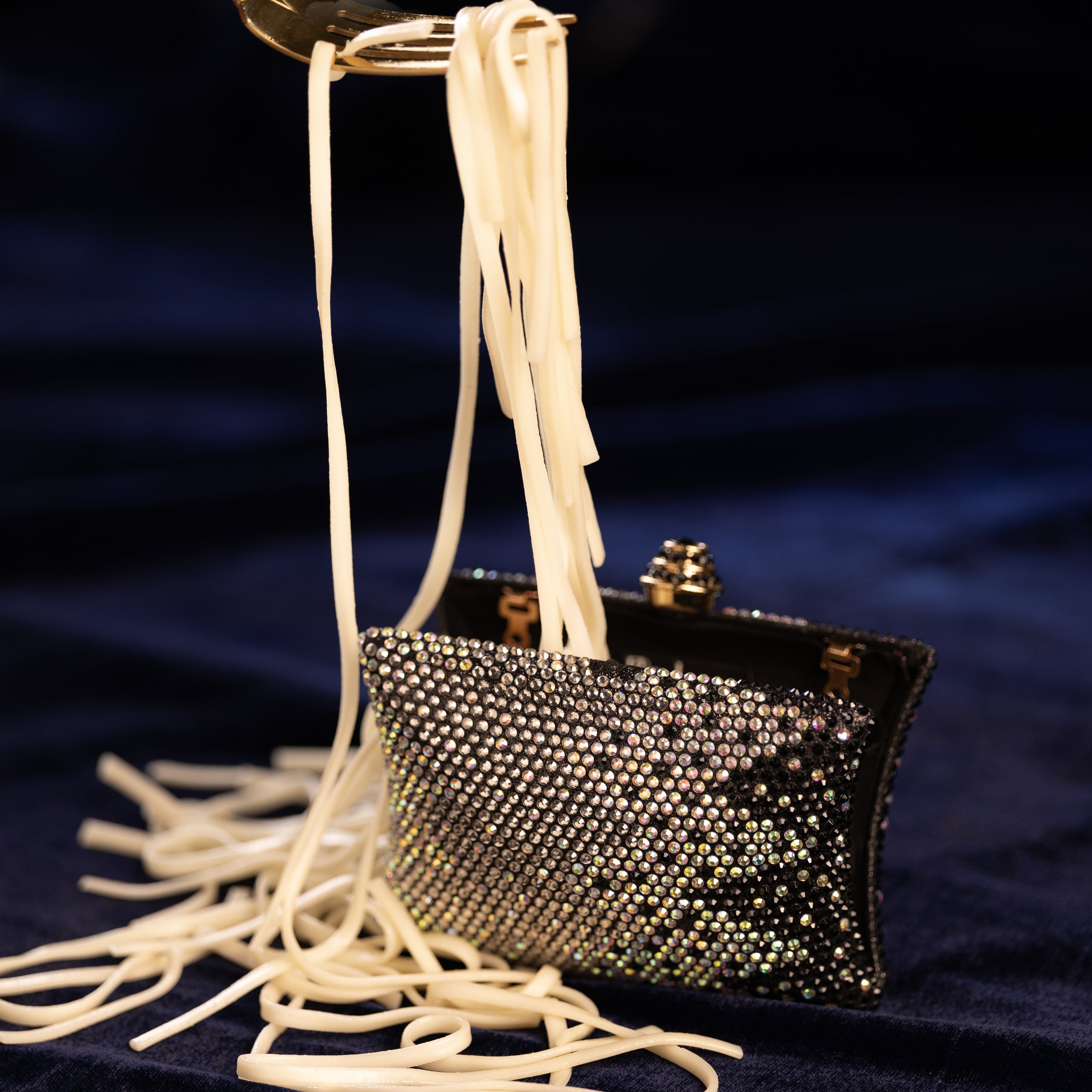 Black Ombre Crystal Box Clutch