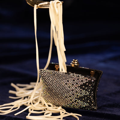 Black Ombre Crystal Box Clutch