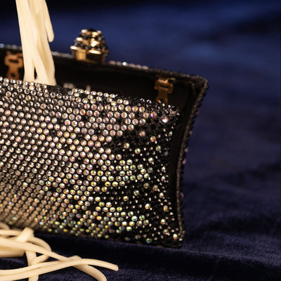 Black Ombre Crystal Box Clutch hover image