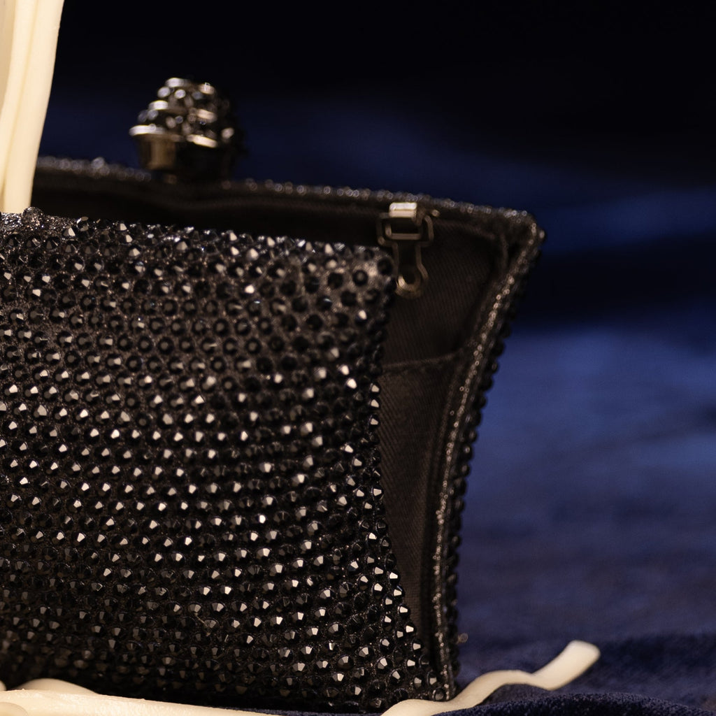 Black Crystal Pillow Mini Clutch