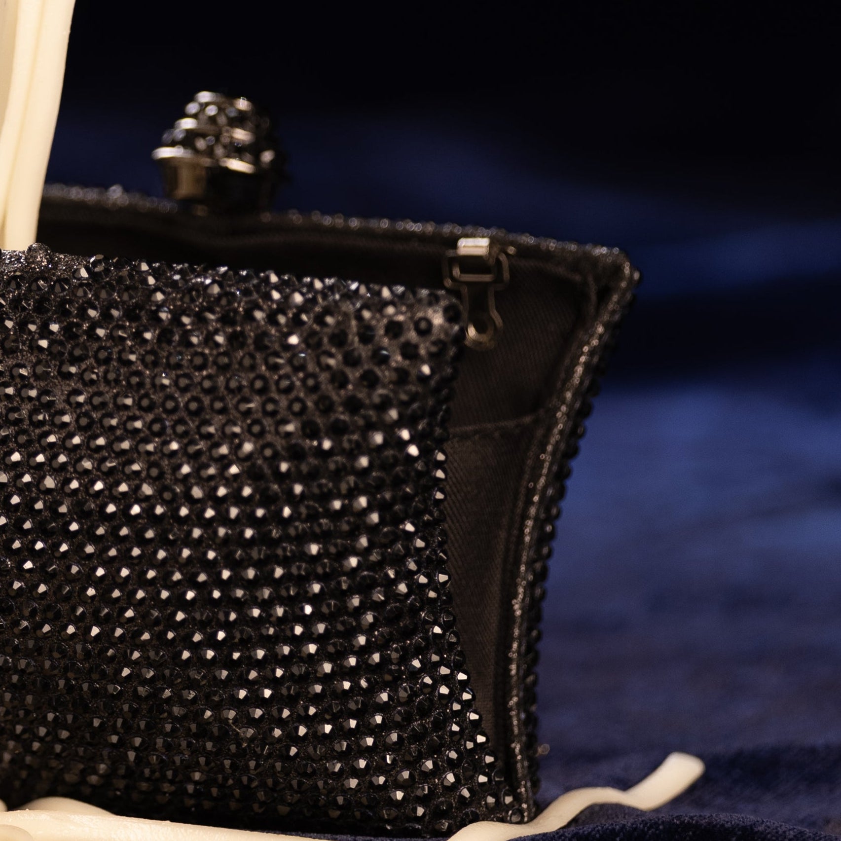 Black Crystal Pillow Mini Clutch
