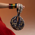 Kundan Brocade Blue Potli