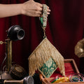 Opulence Purse In Brocade Green With Tassels