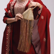 Celest Fringe Gold Clutch