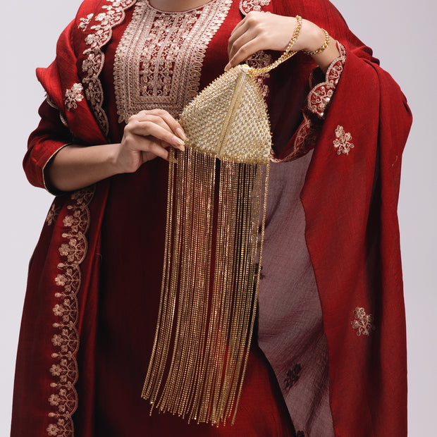 Celest Fringe Gold Clutch