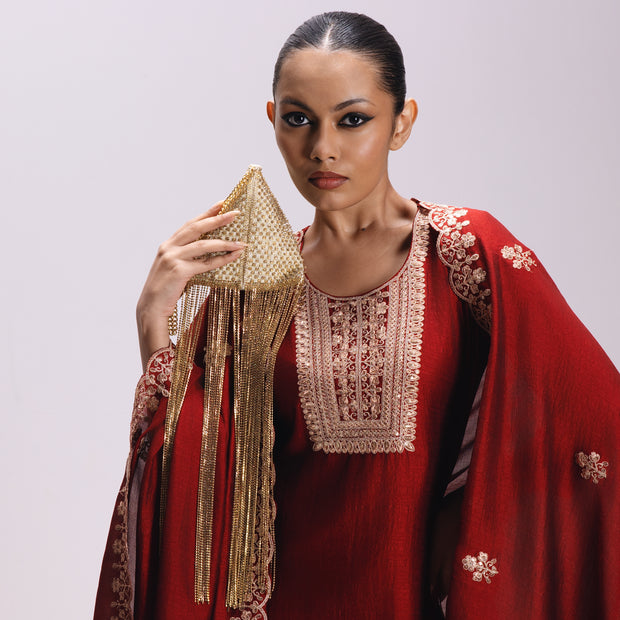 Celest Fringe Gold Clutch