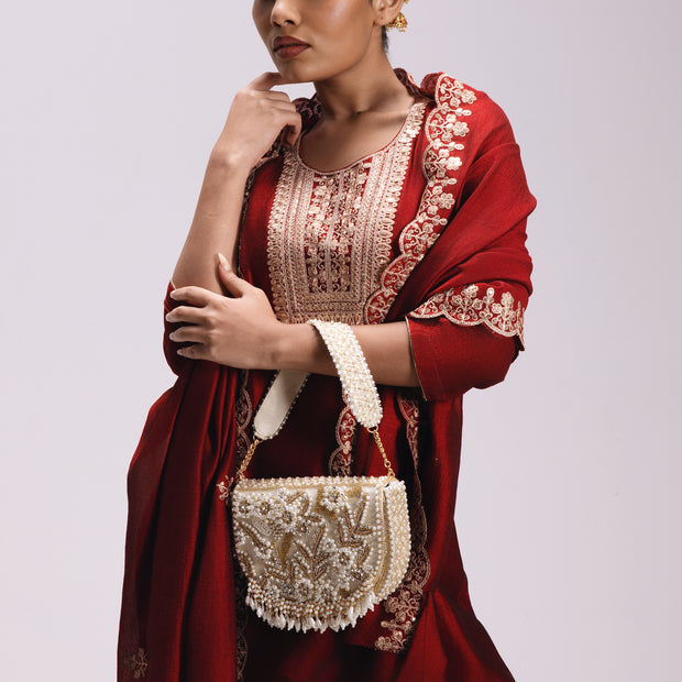 Vintage Floral Semi Circle Clutch