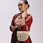 Vintage Floral Semi Circle Clutch