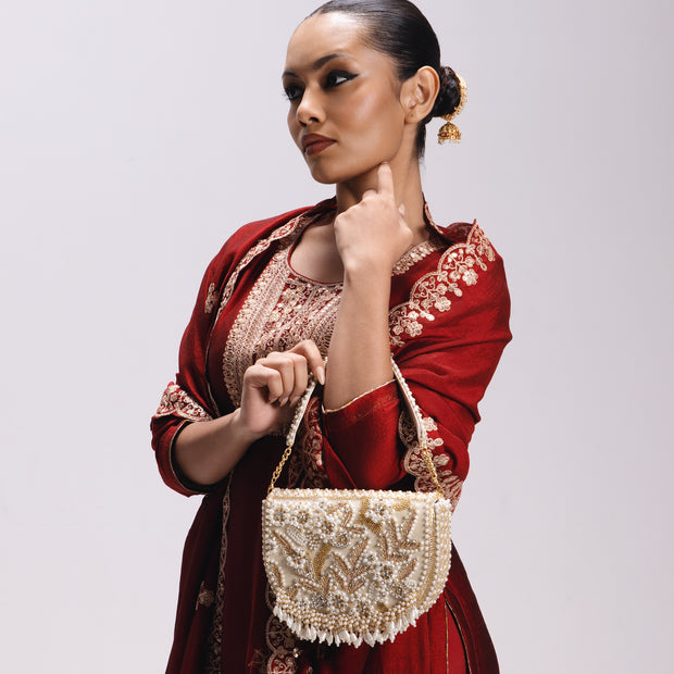 Vintage Floral Semi Circle Clutch