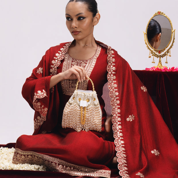 Vintage Pearl Tassel Bucket Bag