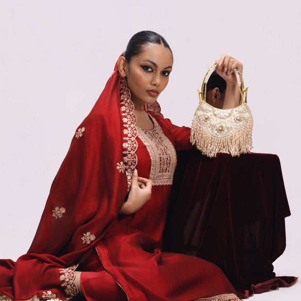 Vintage Floral Fiery With Detachable  Handle