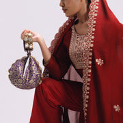 Kundan Brocade Purple Potli