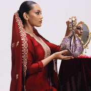 Kundan Brocade Purple Potli