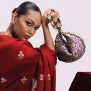 Kundan Brocade Purple Potli