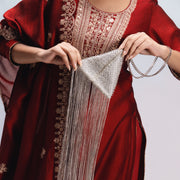 Celest Fringe Silver Clutch